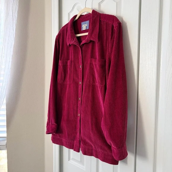 L.L. Bean Cranberry Red Corduroy Jacket 3X Plus size - Picture 3 of 7
